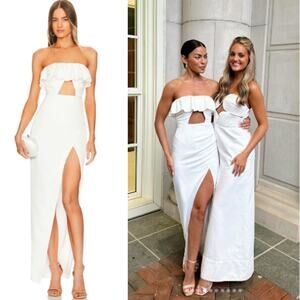 Michael Costello x REVOLVE | NWT Jun Gown in Ivory White Ruffle Cut Out Maxi XL
